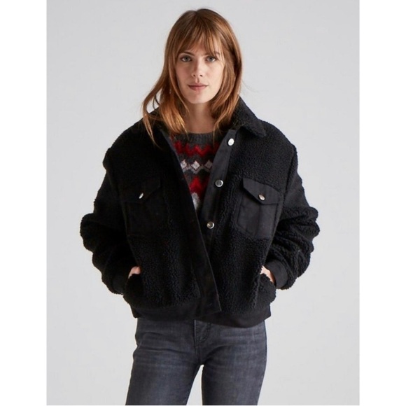 Lucky Brand Jackets & Blazers - Lucky Brand Sherpa Trucker Teddy Moto Jacket Black Medium